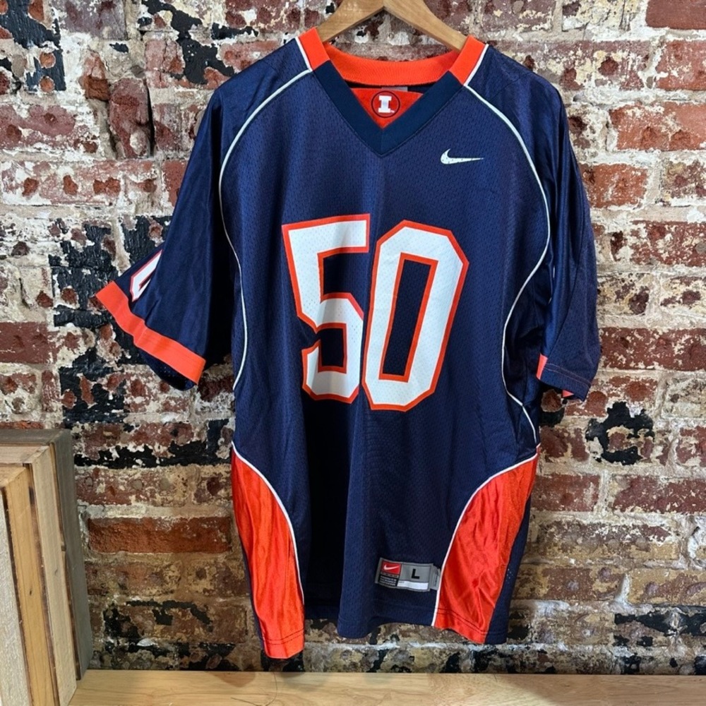 Nike Illinois Illini #50 Jersey Mens Large College Team Apparel Football Blue